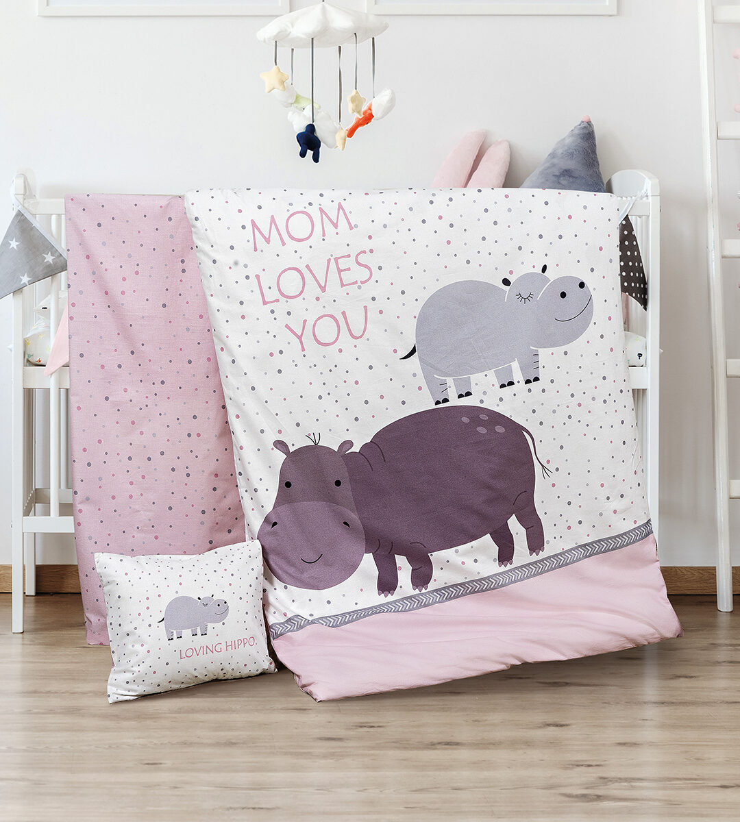 Σετ σεντόνια βρεφικά Hippo Art 5187 120×160 Εμπριμέ